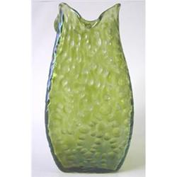 Antique Bohemian Mottled Green Glass Vase #1696965