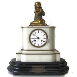 Antique Bronze & Marble Dedication Mantle Clock#1696974