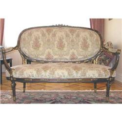 Antique Louis XVI Upholstered Settee Sofa #1696978
