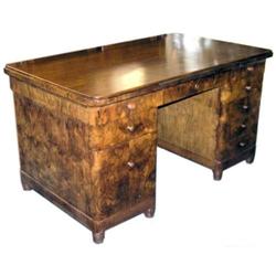 Art Deco Mid-Century Walnut Kneehole Desk #1696982