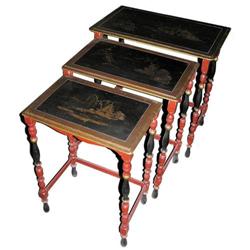 Set of 3 Antique Japanese Nesting Tables #1696999