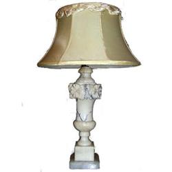 Alabaster Table Lamp with Vintage Shade #1697009