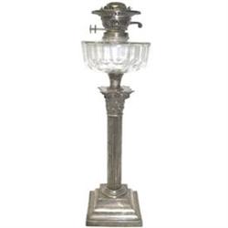 Neoclassical Glass & Silver Oil Lamp #1697018