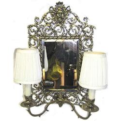 Brass Mirrored Electric 2-Candle Sconce #1697021