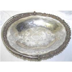 Euro Sheffield Silver Chased Handled Dish #1697024