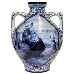 Antique HEISTERKAMP Delft 2-Handled Vase #1697092