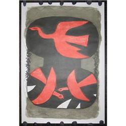 BRAQUE Trois Oiseaux Rouges Lithograph #1697122