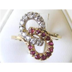 Vintage Rubies & Diamonds 10K Gold Ring  #1697190
