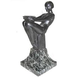 MAX LE VERRIER Art Deco Figural Bronze Lamp #1697236