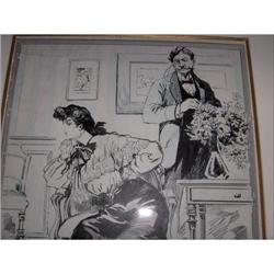 Pen and Ink Drawing c1900 signed Conrad #1697344