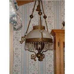 Victorian Brass Hanging Lamp #1697346