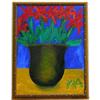 Image 1 : ORIG PAINTING VASE WITH RED FLOWERS #1697349