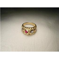 Estate 14K Amethyst Topaz Tanzanite Ruby Band #1697451