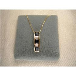 Estate 14K YG Gold Sapphire Diamond Pendant #1697456