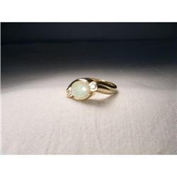 Estate 14K YG Yellow Gold Opal Diamond Ring #1697459