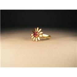 14K Rose Pink Gold Movable Ruby Floral Ring #1697464