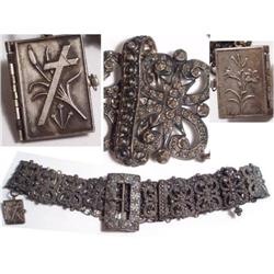 ANTIQUE NUN Locket NURSE Cut Steel BELT #1697481