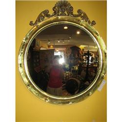 CHIPPENDALE STYLE BRASS FRAMED CONVEX MIRROR #1697496