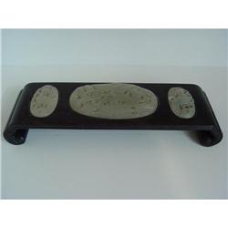 Chinese carved jade & Hardwood Table #1697510