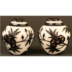Antique Peking Glass,Black & White Pair of Jars#1697569