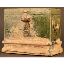 Chinese Han Dynasty Terra Cotta Green Chest #1697570