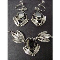 STG.BLACK ALASKA DIAMOND PENDANT&EARRINGS #1711730
