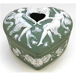 Schafer & Vater Green Jasperware Hair Receiver #1711896