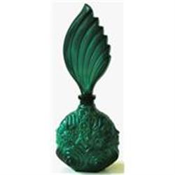 Czech Malachite Glass Faces Perfume Bottle #1711976
