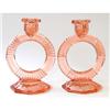 Image 1 : Art Deco Pink Depression Glass Candlesticks #1712028