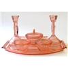 Image 1 : Pink Art Deco Depression Glass Vanity Set #1712031