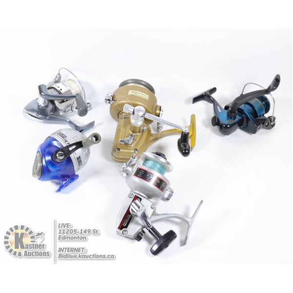 A LOT OF 5 FISHING RODS BALL SPIRAL