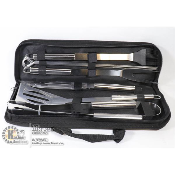 9PC STAINLESS BBQ TOOL SET WITH HANDY CARRY CASE