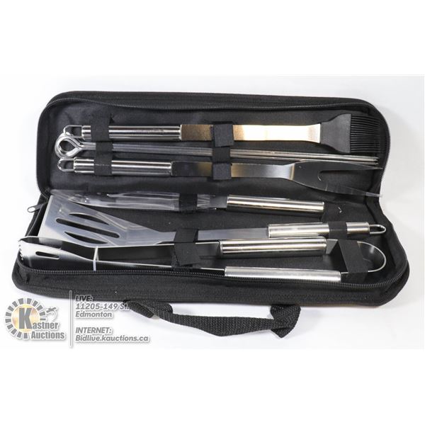 9PC STAINLESS BBQ TOOL SET WITH HANDY CARRY CASE
