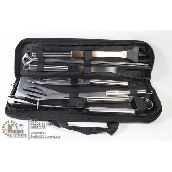 9PC STAINLESS BBQ TOOL SET WITH HANDY CARRY CASE