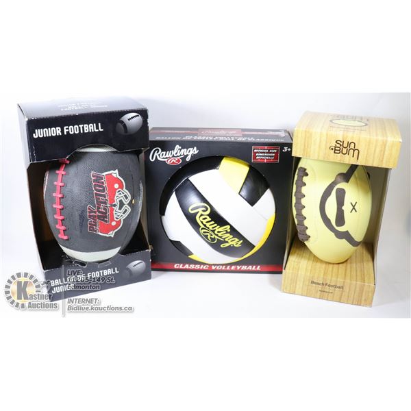 NEW 3 SPORTS BALLS RAWLINGS