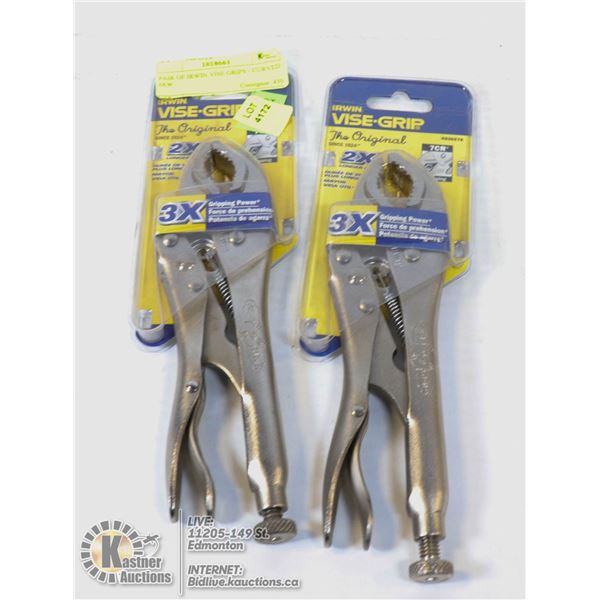 PAIR OF IRWIN VISE GRIPS - CURVED JAW