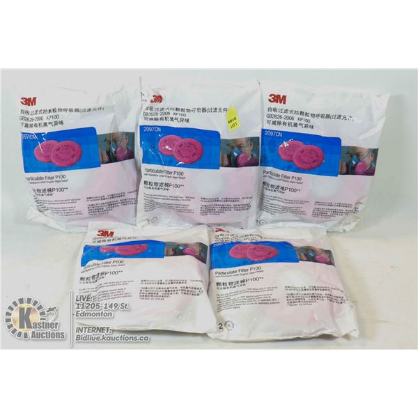 LOT OF FIVE 3M PARTICULATE FILTERS #2097CN