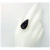 Image 1 : 35)  TEAR DROP SHAPED BLACK TOURMALINE RING