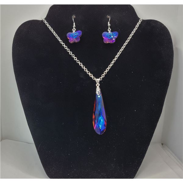 12)  PURPLE/BLUE LONG TEAR DROP TITANIUM