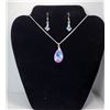 Image 1 : 27)  TEAR DROP BLUE/PINK TITANIUM CRYSTAL