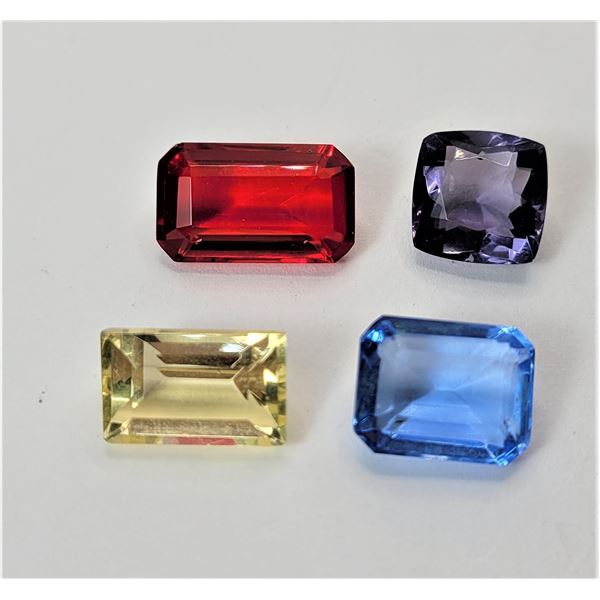 18)  LOT OF 4 LAB CREATED GEMSTONES, INCLUDES: