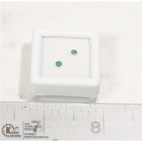 x2 GENUINE EMERALDS ROUND BRILLIANT GEM
