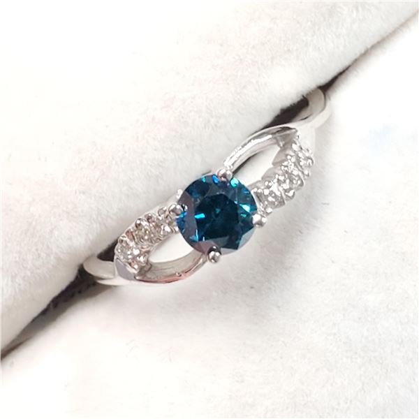10K WHITE GOLD BLUE DIAMOND(0.45CT,I2) DIAMOND