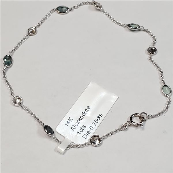 14K WHITE GOLD ALEXANDRITES (1CT) DIAMOND