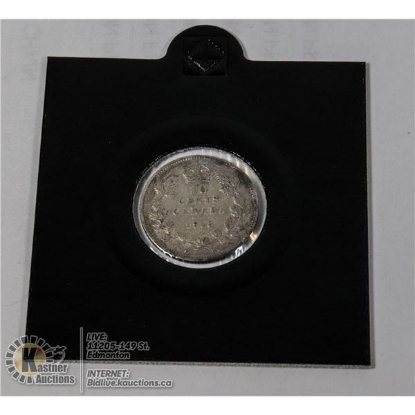 1913 CANADA SMALL LEAVES SILVER 10 CENT COIN