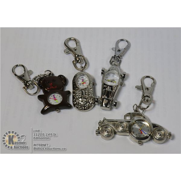 SET OF 4 MINI KEYCHAIN CLOCKS