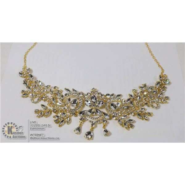 LADIES GOLD TONE RHINESTONE JEWELLERY NECKLACE
