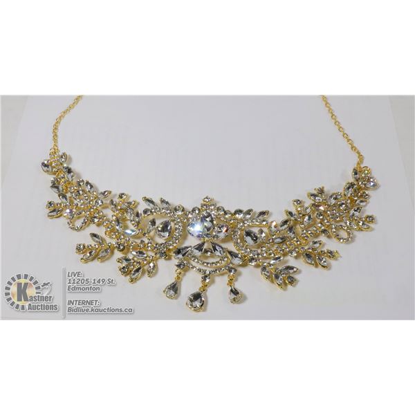 LADIES GOLD TONE RHINESTONE JEWELLERY NECKLACE