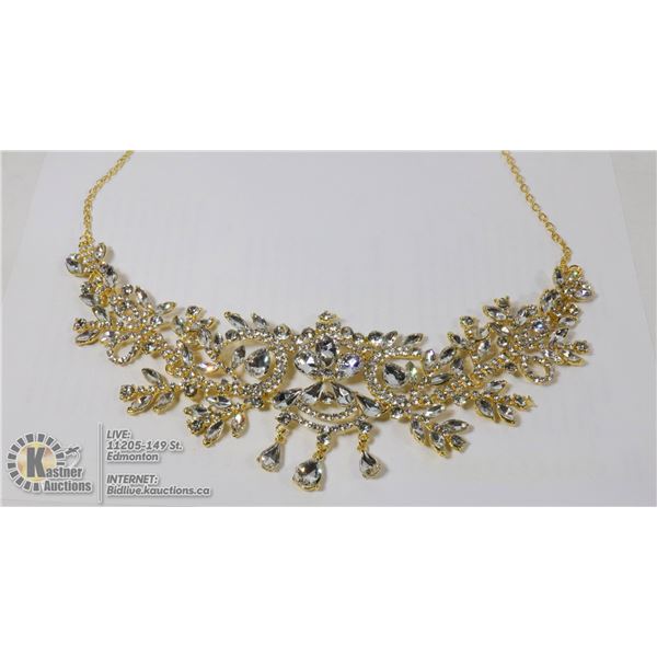 LADIES GOLD TONE RHINESTONE JEWELLERY NECKLACE