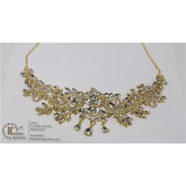 LADIES GOLD TONE RHINESTONE JEWELLERY NECKLACE